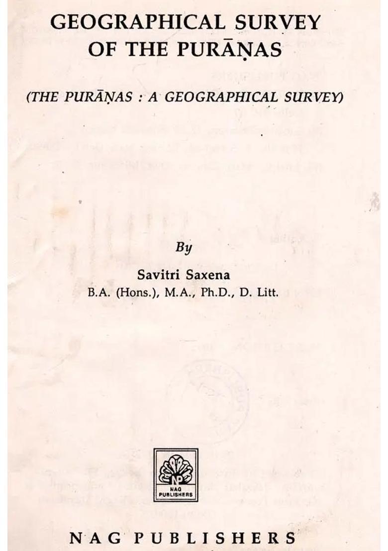 Geographical Survey Of The Puranas- The Puranas A Geographical Survey An Old And Rare Book - Indya