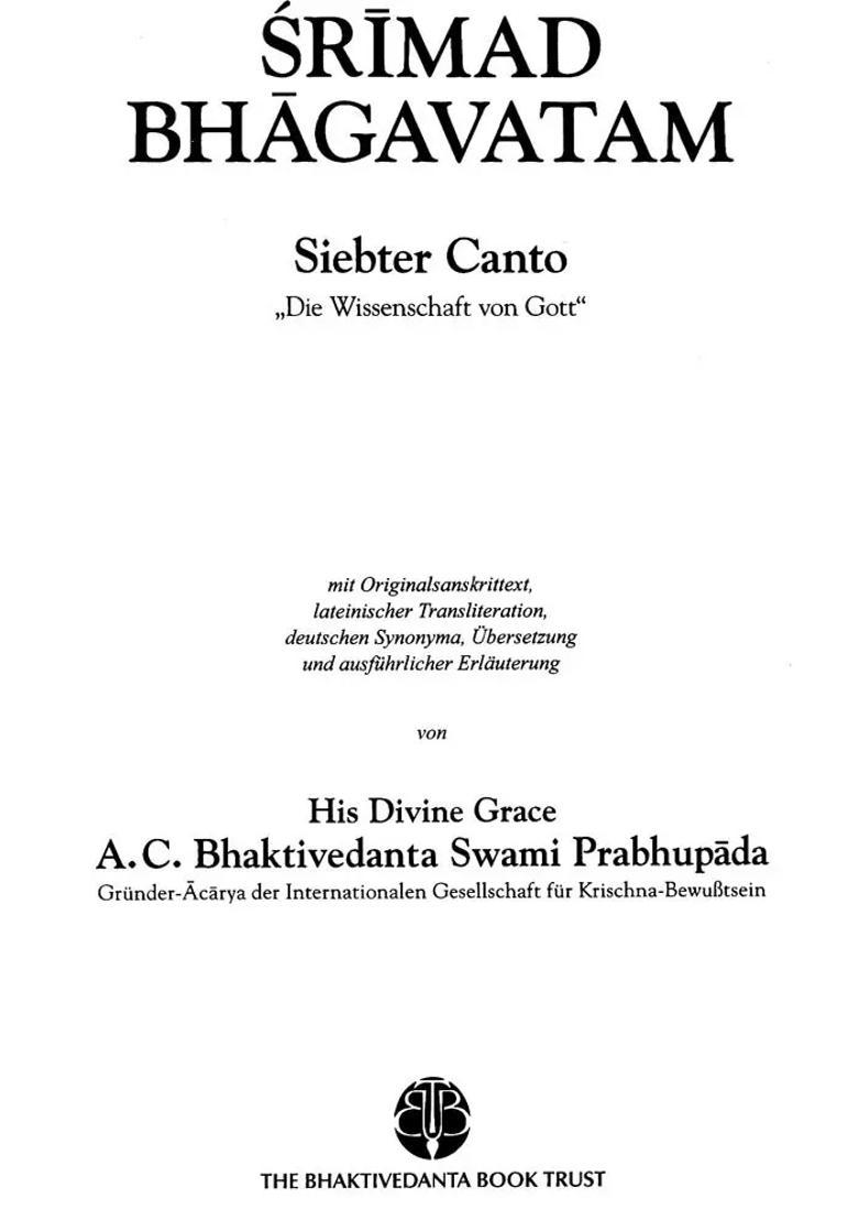 Srimad Bhagavatam- Seven Canto German - Indya