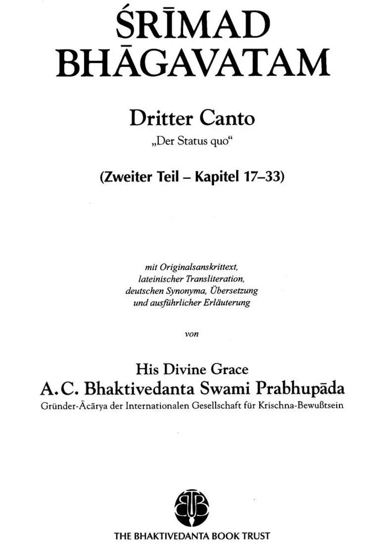 Srimad Bhagavatam- Three Canto Part-2 German - Indya