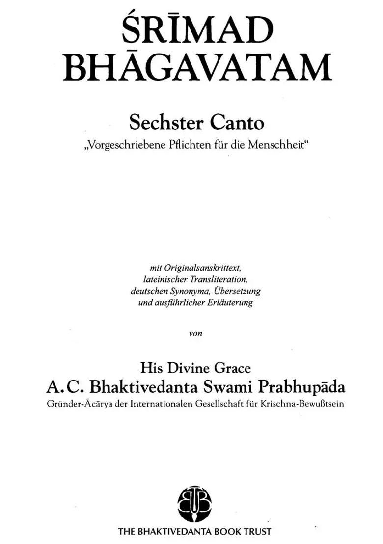 Srimad Bhagavatam- Six Canto German - Indya