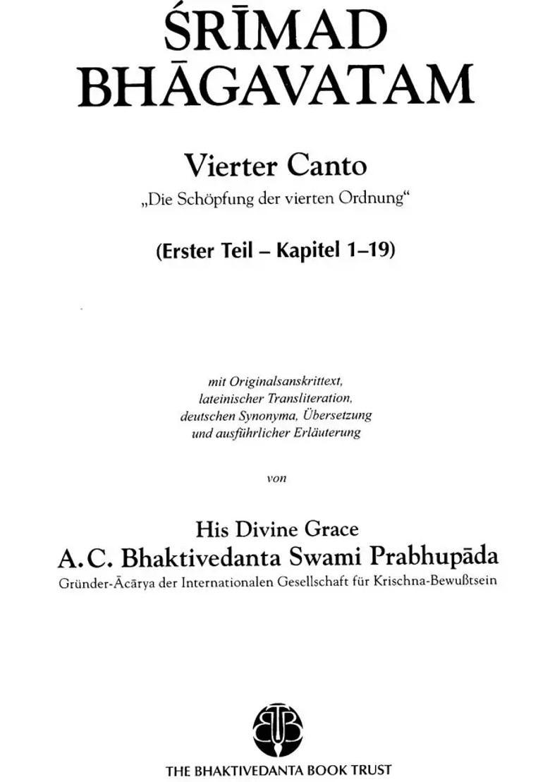 Srimad Bhagavatam- Fourth Canto Part-1 German - Indya