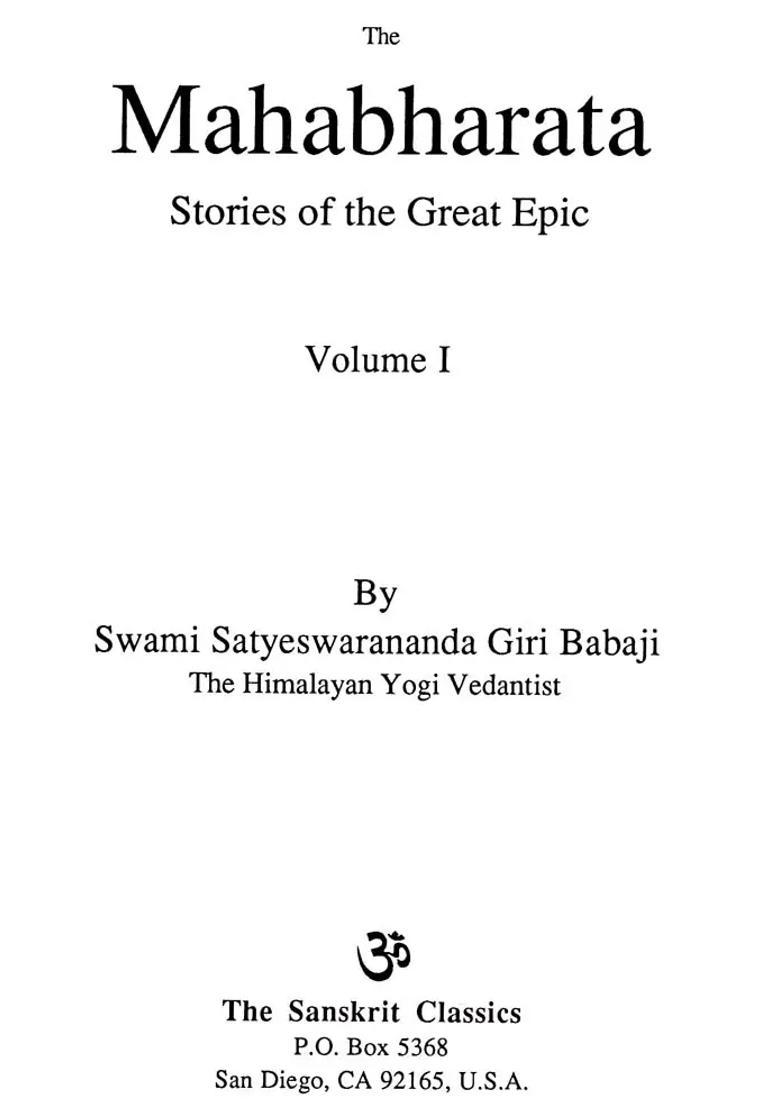 The Mahabharata- Stories Of The Great Epic Volume I - Indya