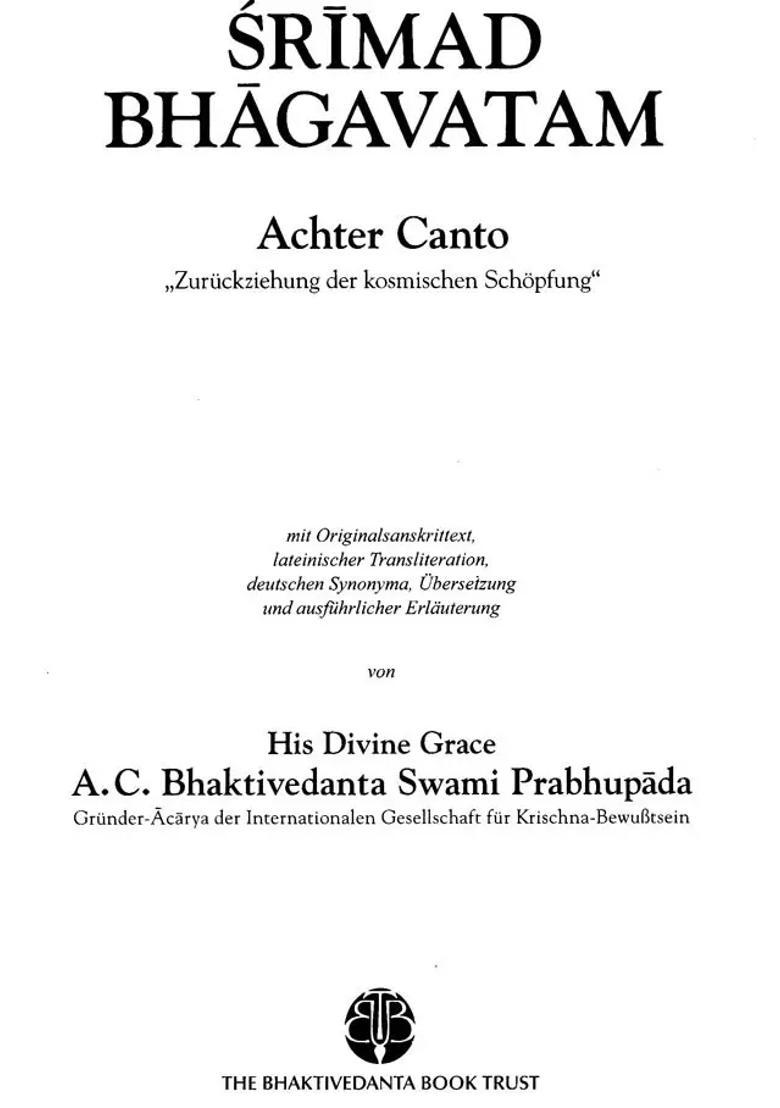 Srimad Bhagavatam- Eight Canto German - Indya