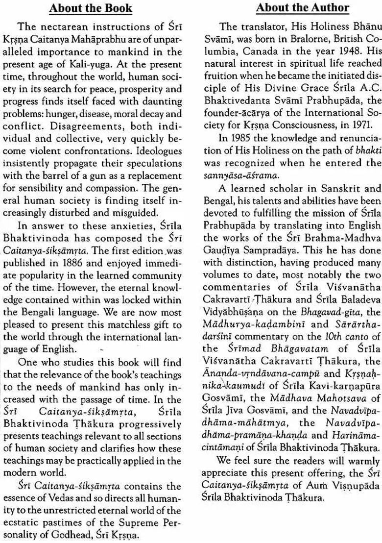 Sri Caitanya Siksamrta The Nectarean Teaching Of Sri Caitanya - Indya