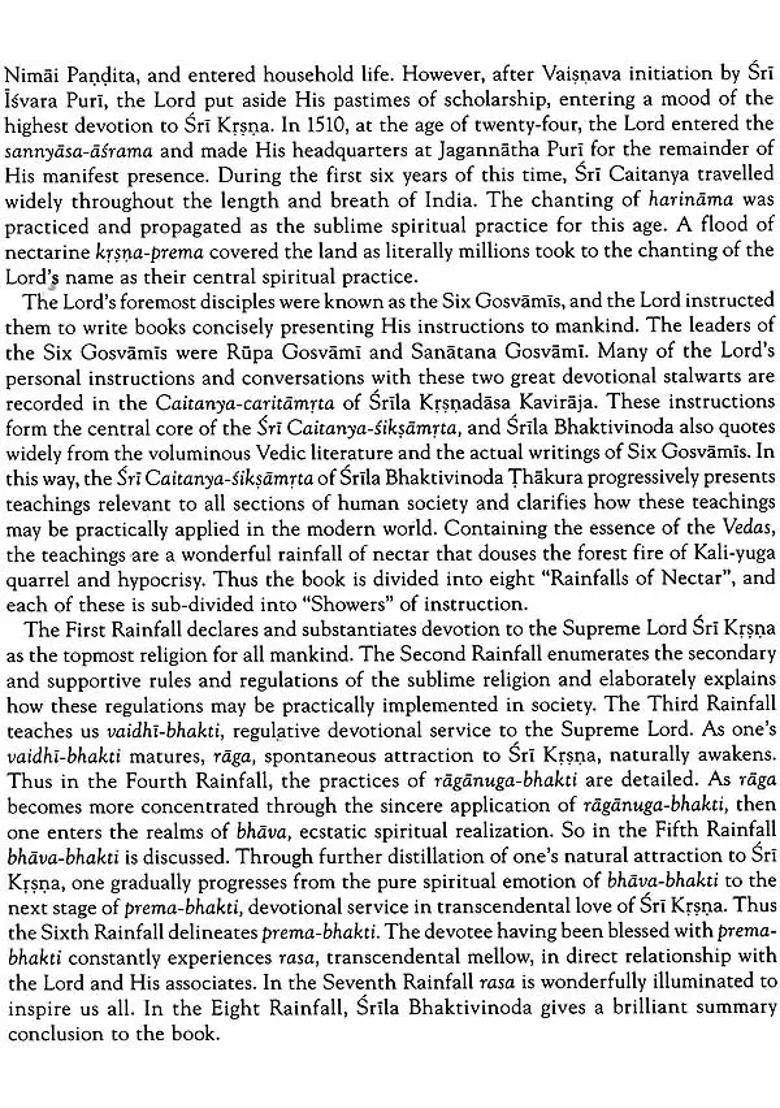 Sri Caitanya Siksamrta The Nectarean Teaching Of Sri Caitanya - Indya
