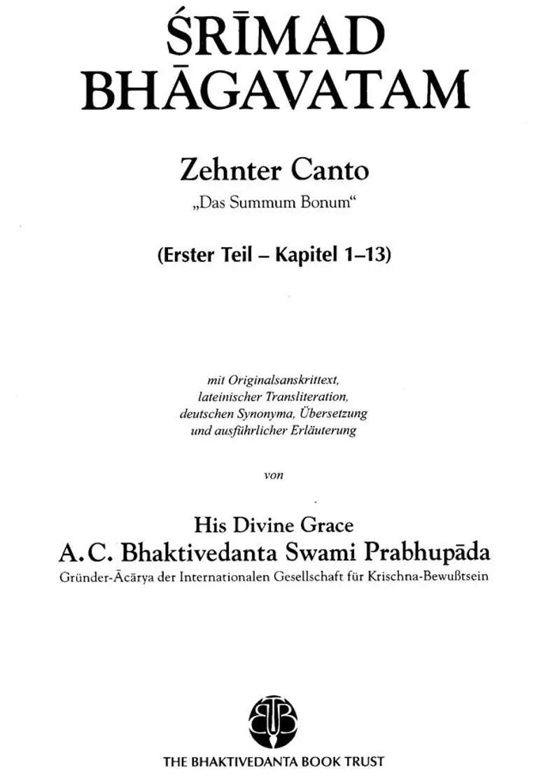 Srimad Bhagavatam- Tenth Canto Part-1 German - Indya