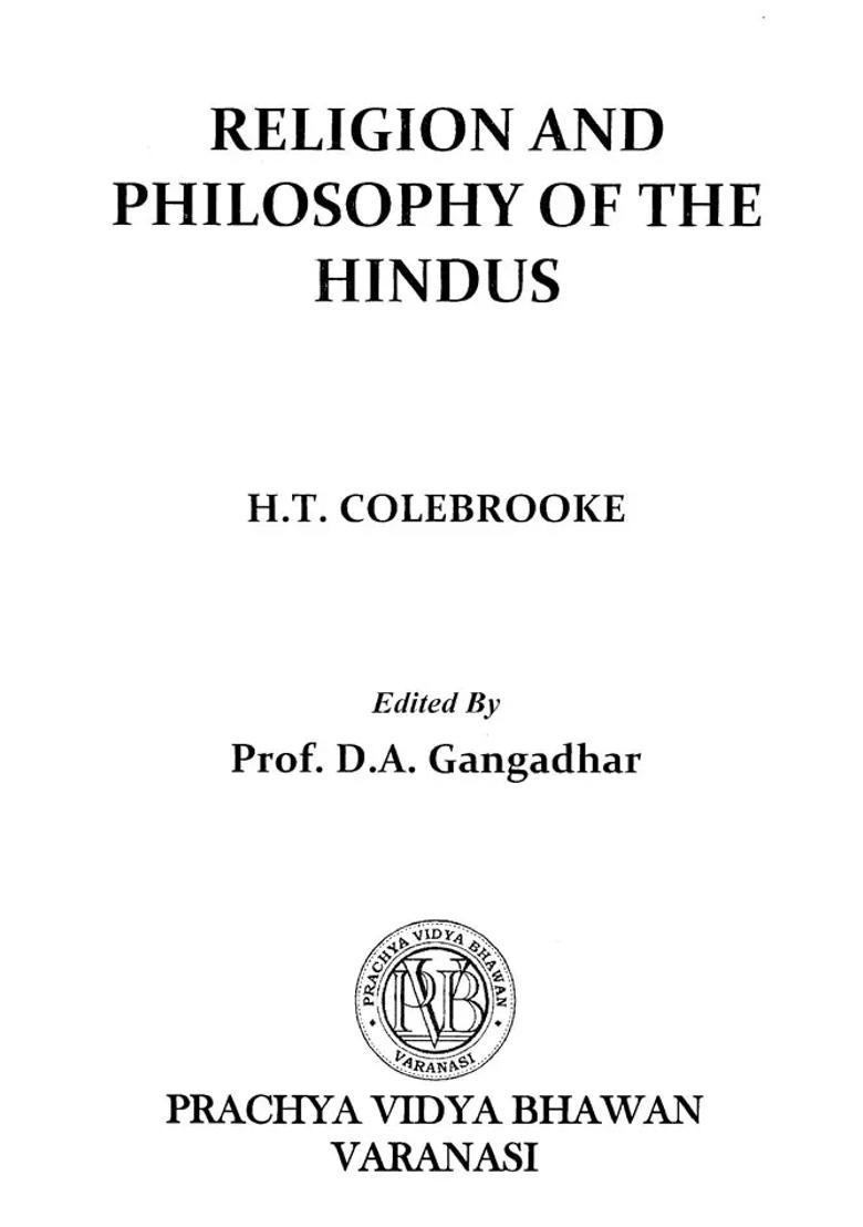 Religion And Philosophy Of The Hindus - Indya