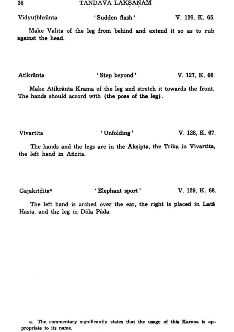 Tandava Laksanam The Fundamentals Of Ancient Hindu Dancing A Translation Into English Of The Fourth Chapter Of The Natya-Sastra - Indya