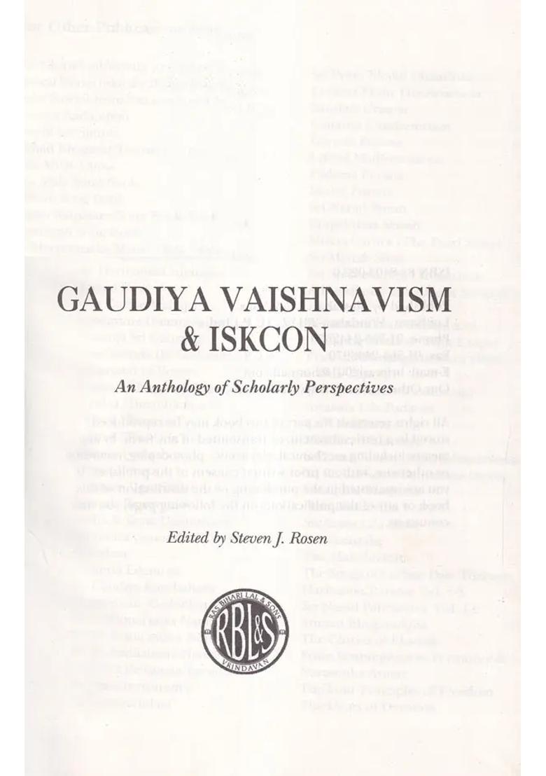 Gaudiya Vaishnavism And Iskcon An Anthology Of Scholarly Perspectives - Indya