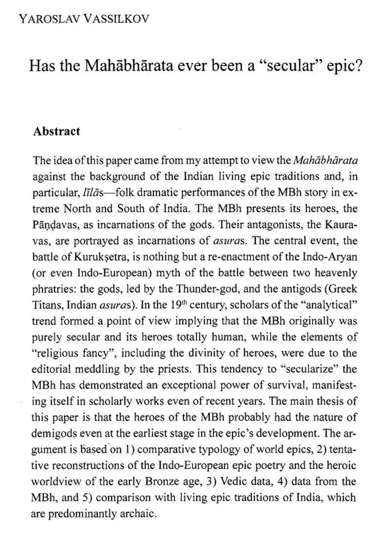 Mythic Landscapes And Argumentative Trails In Sanskrit Epic Literature Dubrovnik International Conference On The Sanskrit Epics And Puranas - Indya
