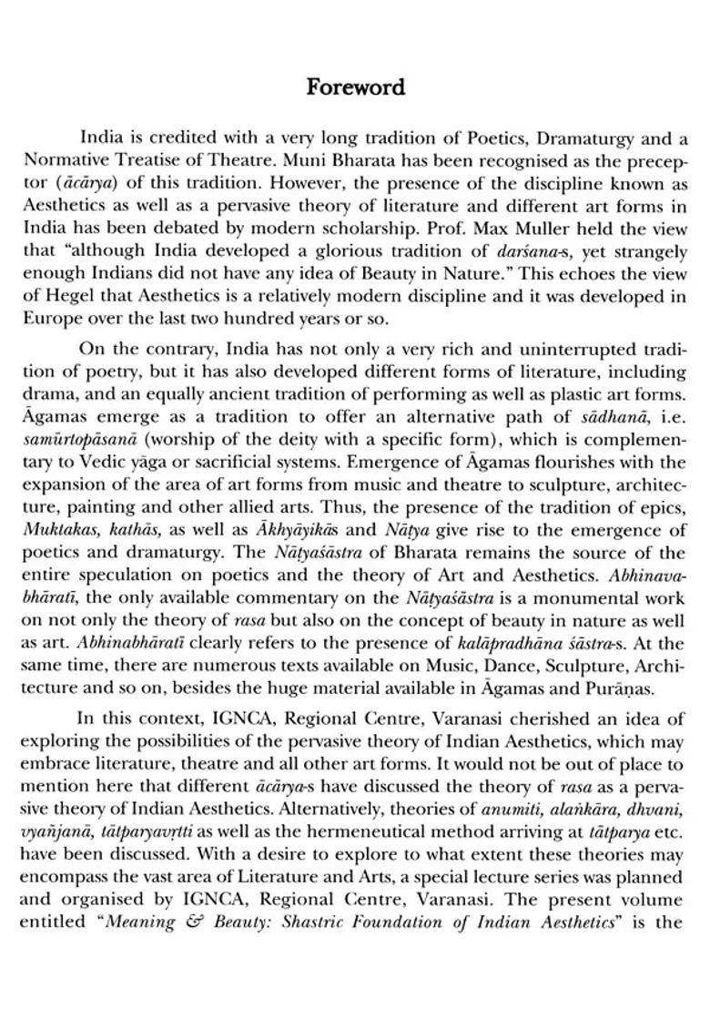 Meaning And Beauty Shastric Foundation Of Indian Aesthetics - Indya