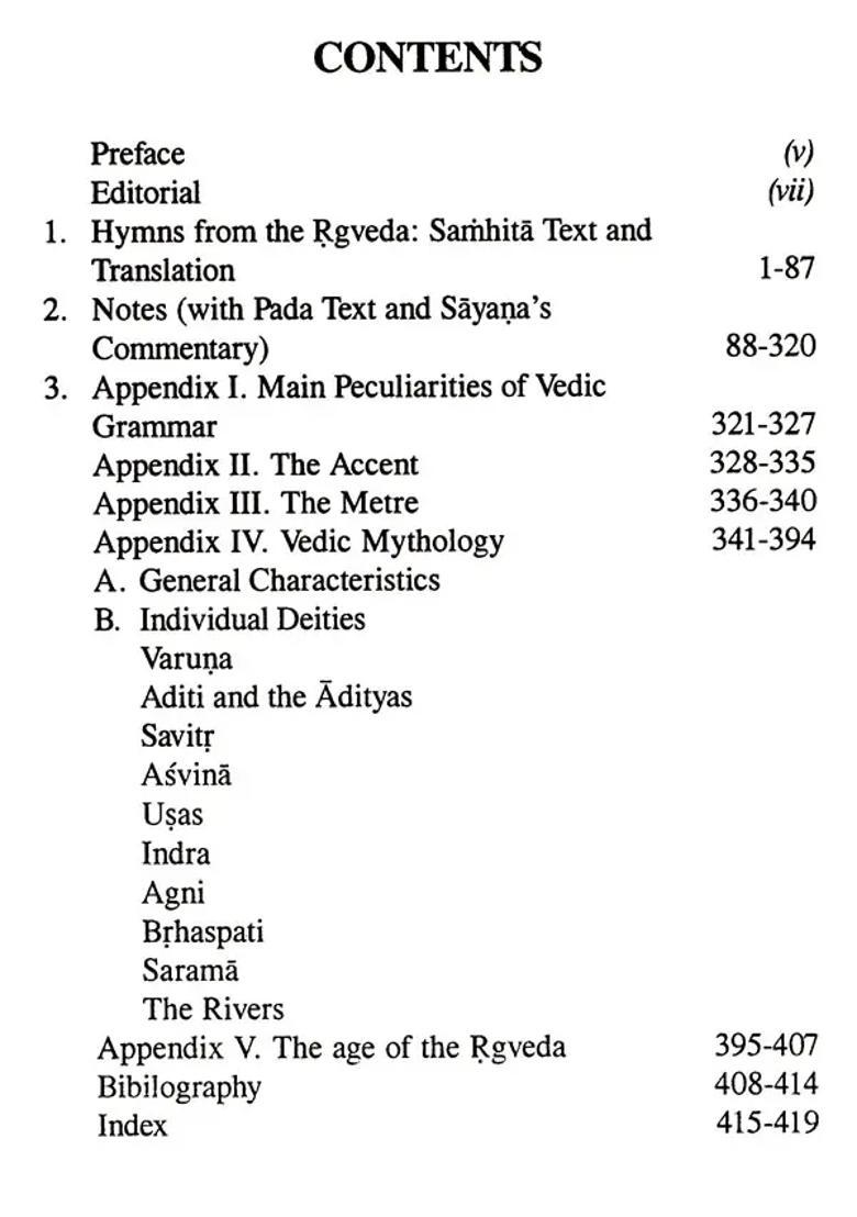 Hymns From The Rgveda Samhita Text English Translation Notes With Pada Text And Sayana