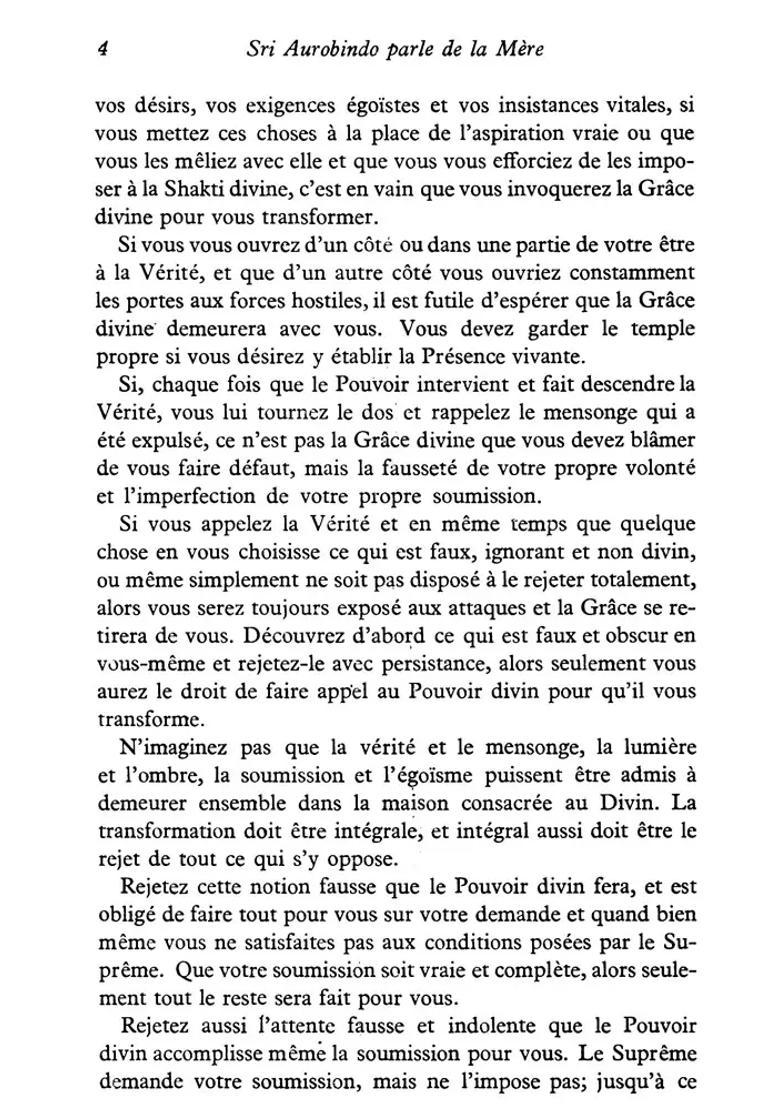 Sri Aurobindo Parle De La Mere- Shri Aurobindo Speak Of The Mother French - Indya