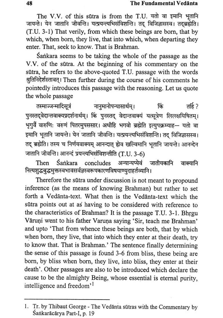 The Fundamental Vedanta - Upanisads The Brahmasutra And Bhasyas A Critique Of The Visayavakyas Of The Brahmasutra - Indya