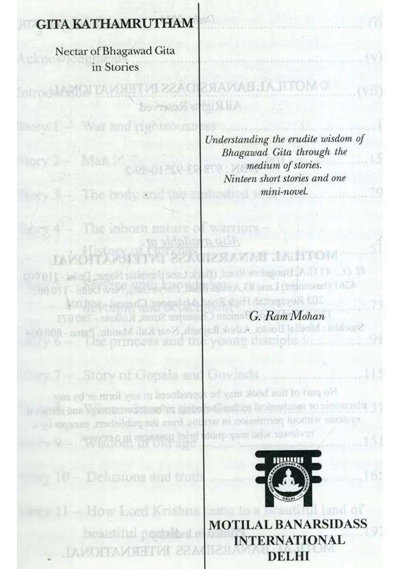 Gita Kathamrutham Nectar Of Bhagavad Gita In Stories - Indya