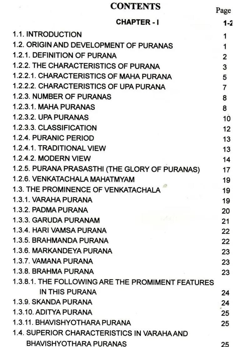 A Study Of Sri Venkatacala Mahatmyam With Special Reference To Varaha And Bhavisyottara Puranas - Indya