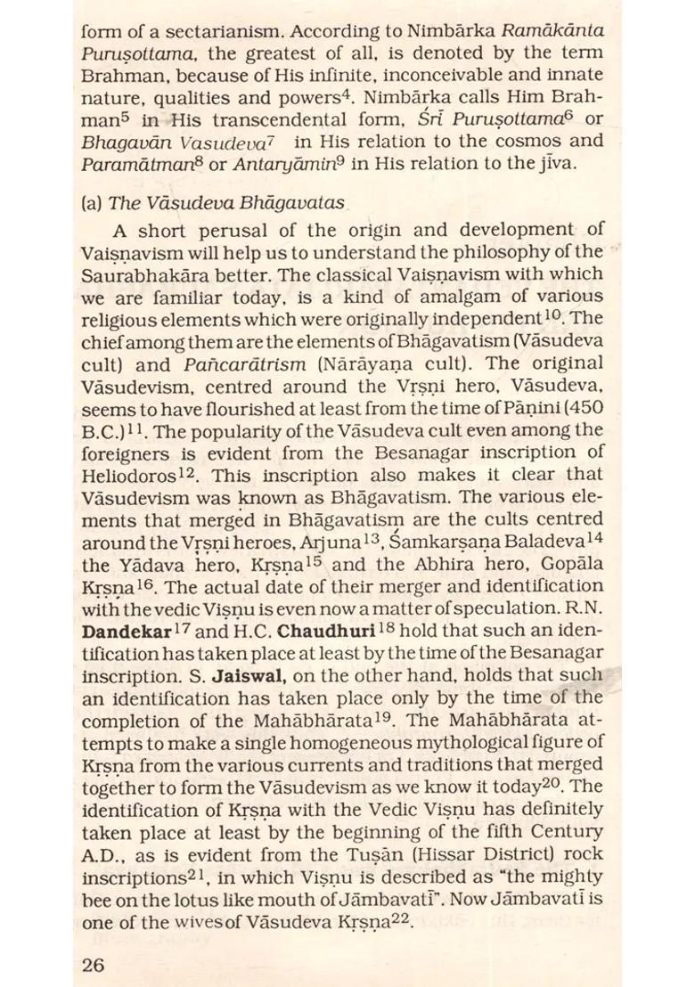 Nimbarka A Pre-Samkara Vedantin And His Philosophy An Old And Rare Book - Indya