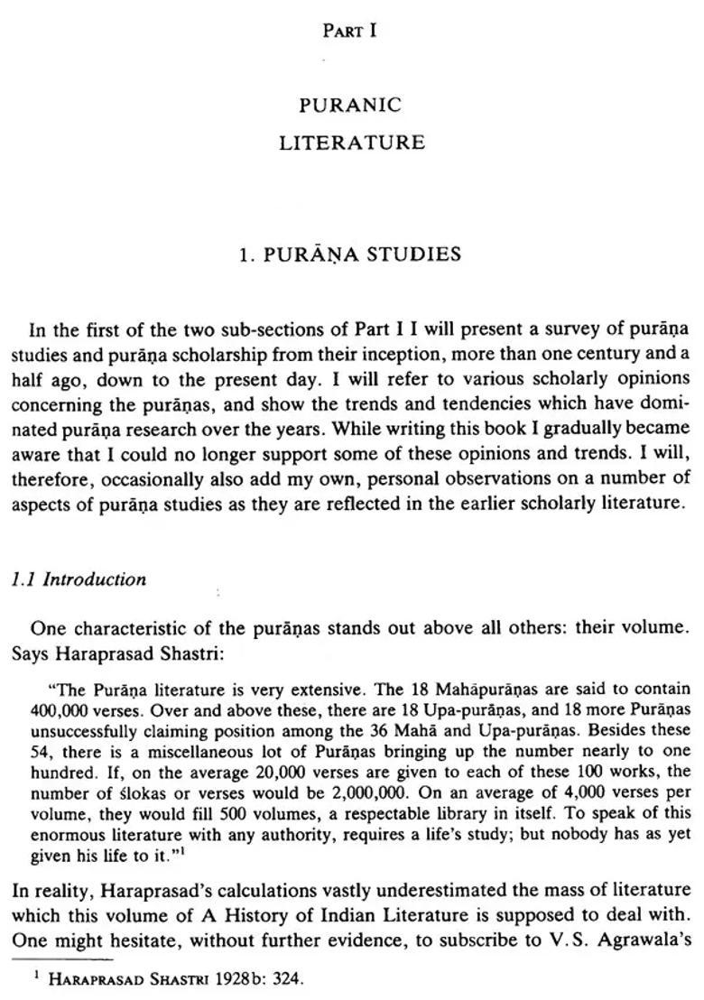 The Puranas A History Of Indian Literature Volume-2 Fasc-3 - Indya