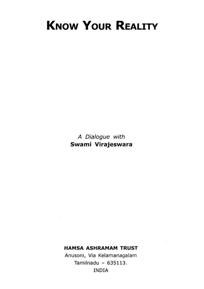 Know Your Reality A Dialogue With Swami Virajeswara Set Of 2 Volumes - Indya