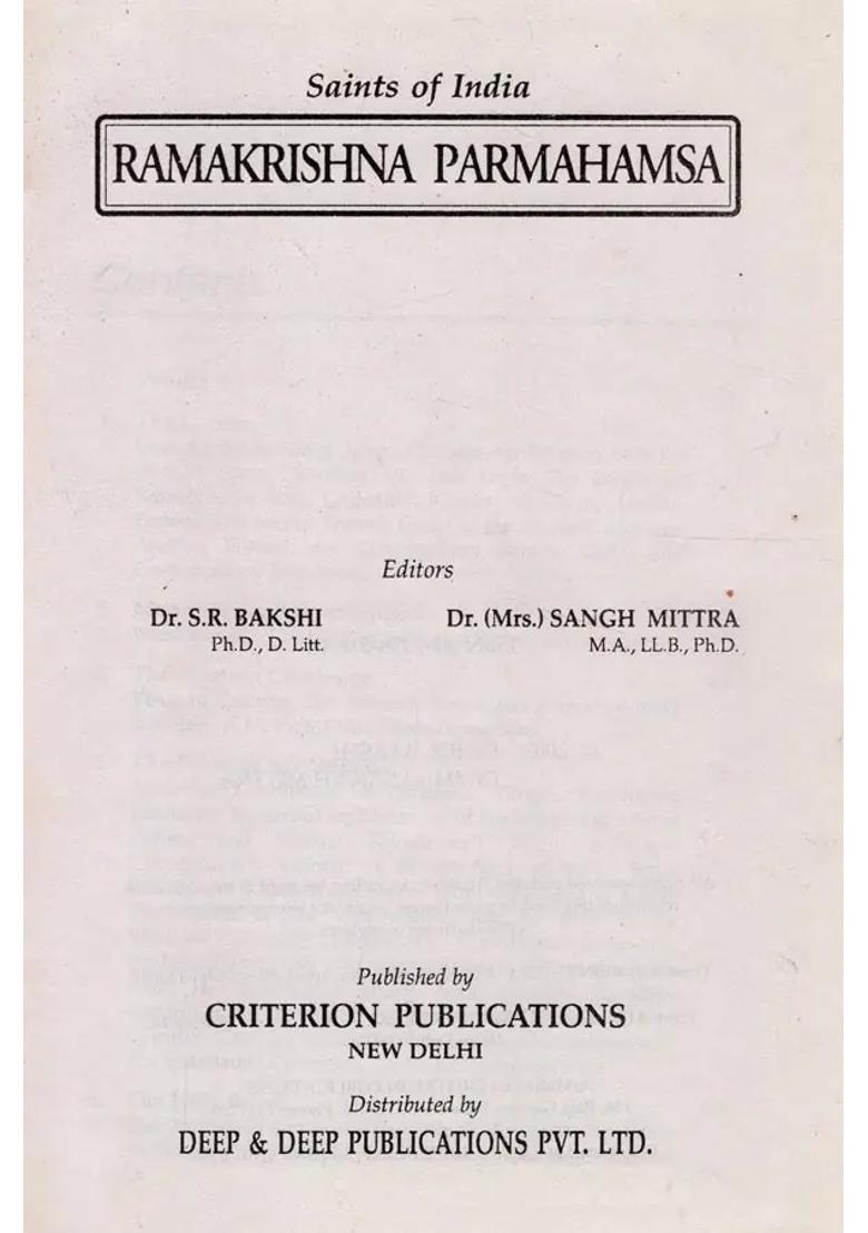 Ramakrishna Parmahamsa- Encyclopaedia Of Saints Of India Part-12 - Indya