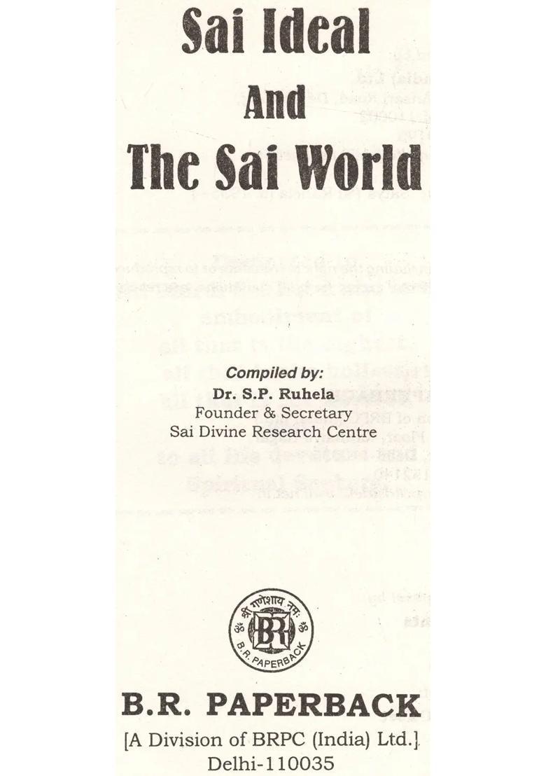 Sai Ideal And The Sai World An Old & Rare Book - Indya