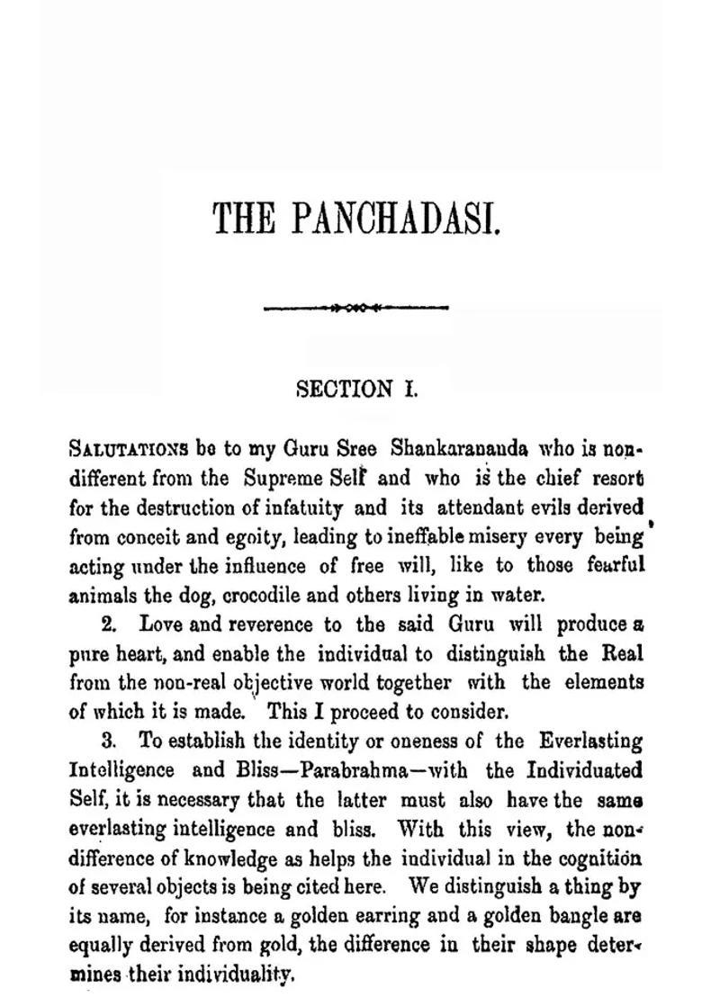 Hindu Pantheism- The Pancadasi Of Sri Vidyaranya Svami English Translation With Commentary - Indya