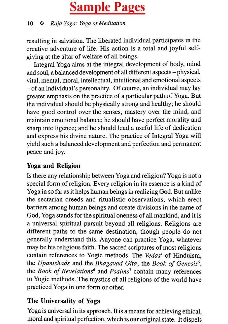 Raja Yoga Yoga Of Meditation - A Means For Freedom From Suffering - Indya