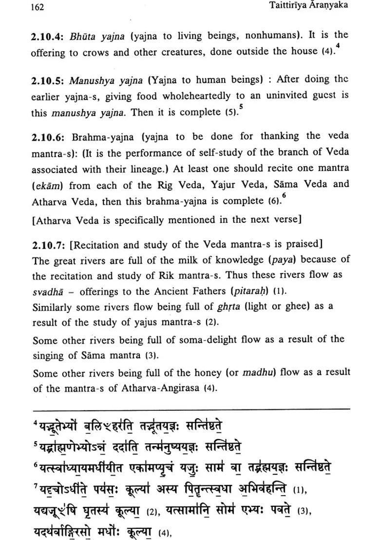 Taittiriya Aranyaka Krishna Yajur Veda Text In Devanagari Translation And Notes - Indya