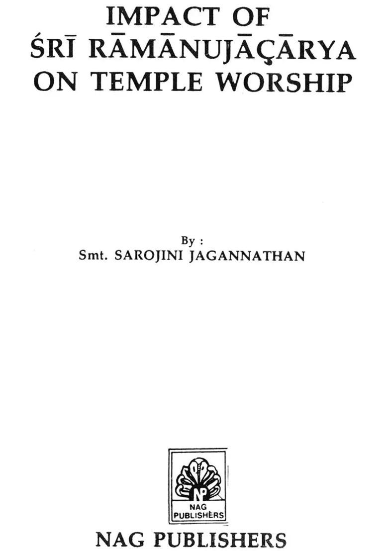 Impact Of Sri Ramanujacarya On Temple Worship An Old And Rare Book - Indya