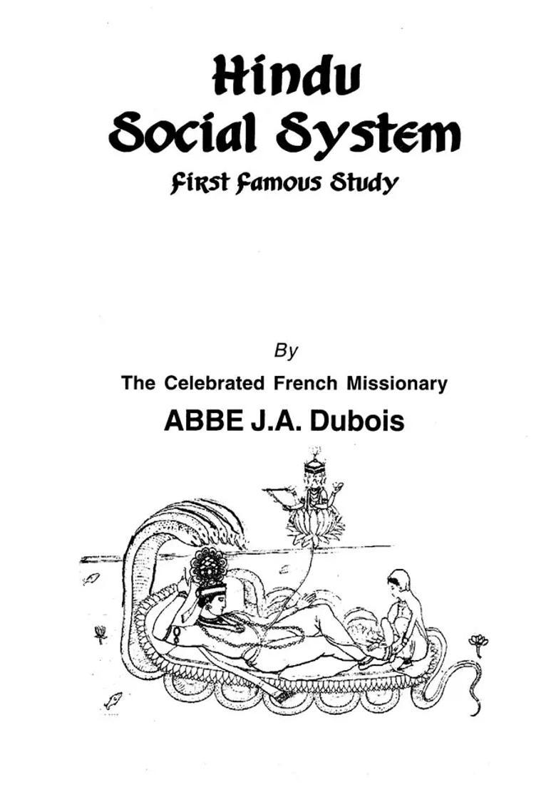Hindu Social System First Famous Study - Indya