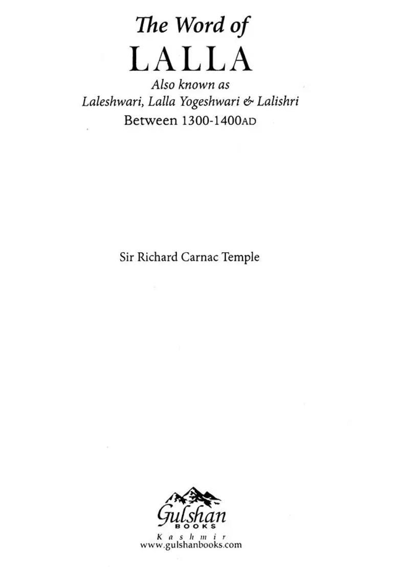 The Word Of Lalla Also Known As Laleshwari Lalla Yogeshwari & Lalishri Between 1300-1400Ad - Indya