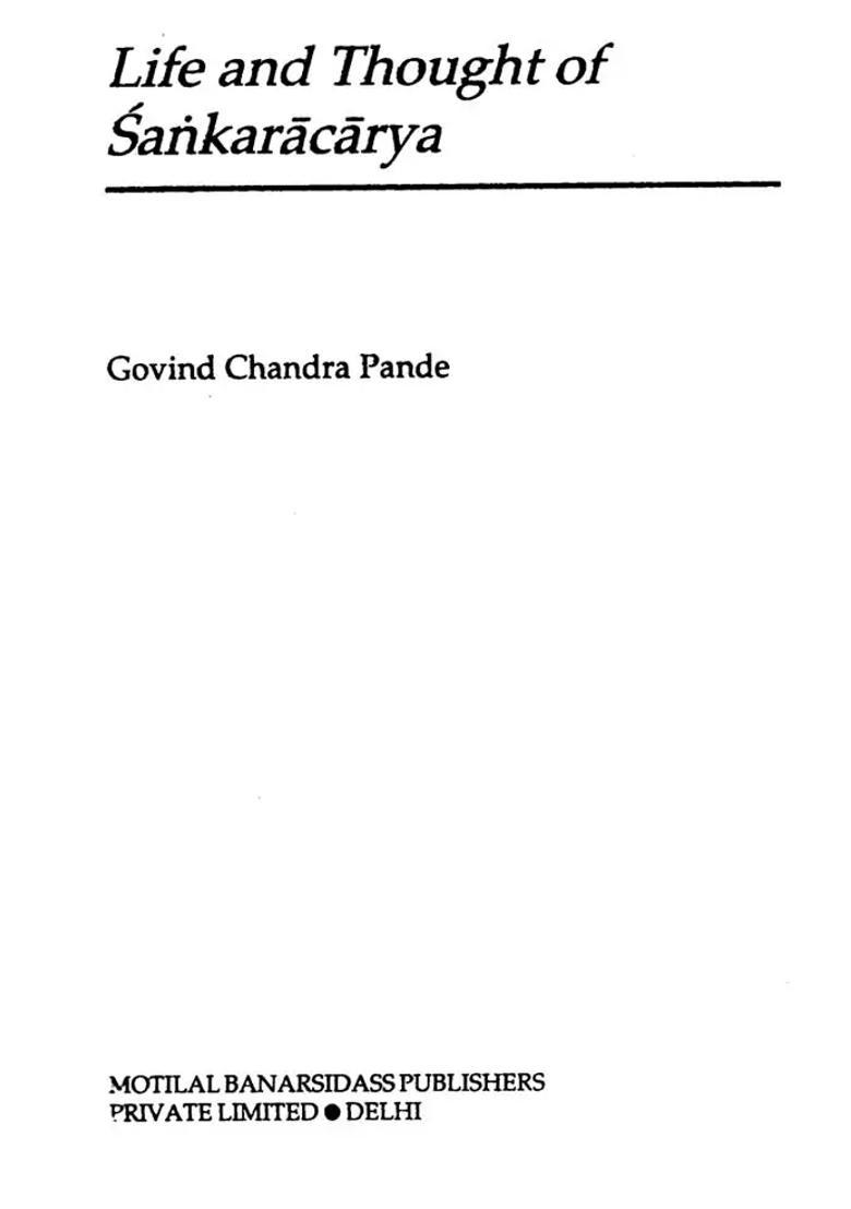 Life And Thought Of Sankaracarya Shankaracharya An Old And Rare Book - Indya