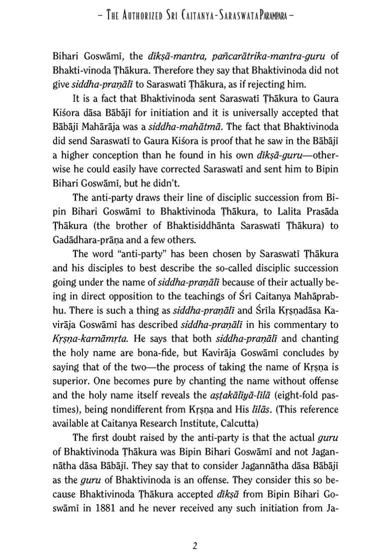 The Authorized Sri Caitanya Saraswata Parampara - Indya