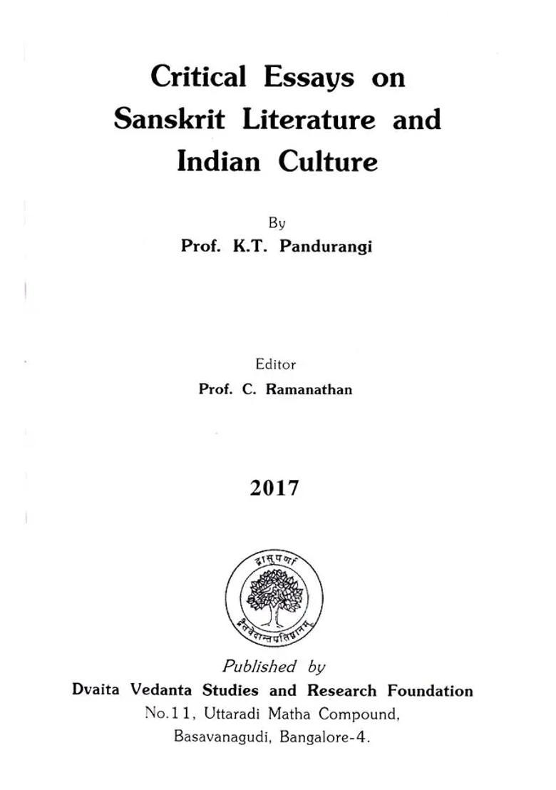 Critical Essays On Sanskrit Literature & Indian Culture - Indya