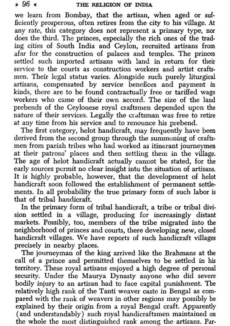 The Religion Of India The Sociology Of Hinduism And Buddhism - Indya