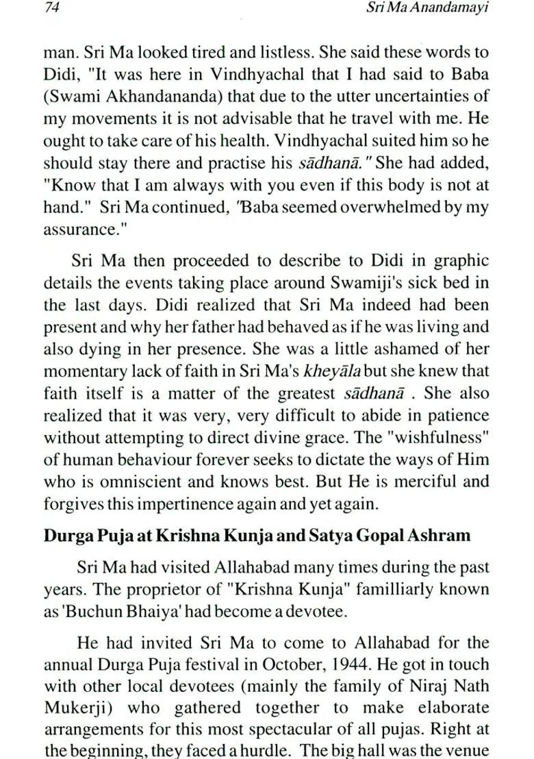 The Most Gracious Presence Sri Ma Anandamayi Volume Ii - Indya