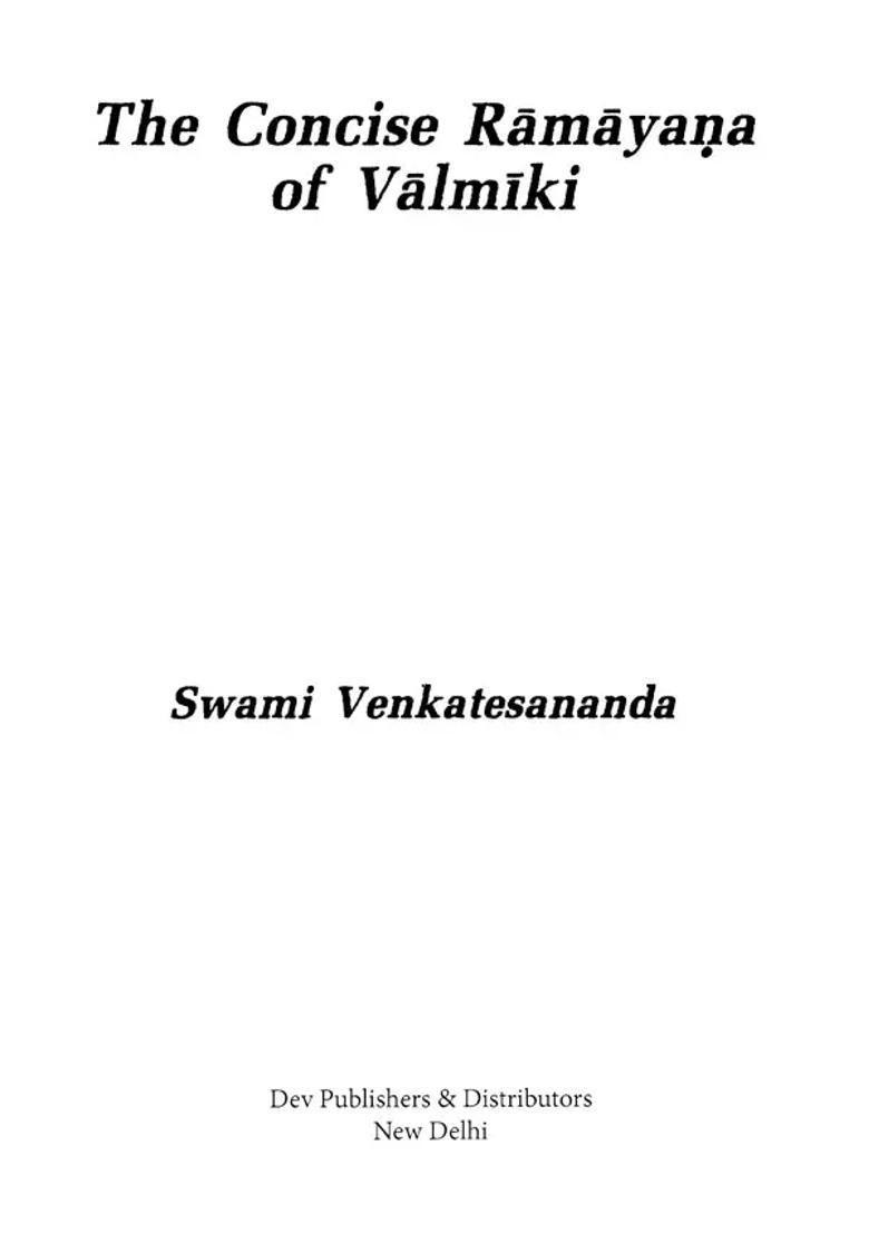 The Concise Ramayana Of Valmiki - Indya