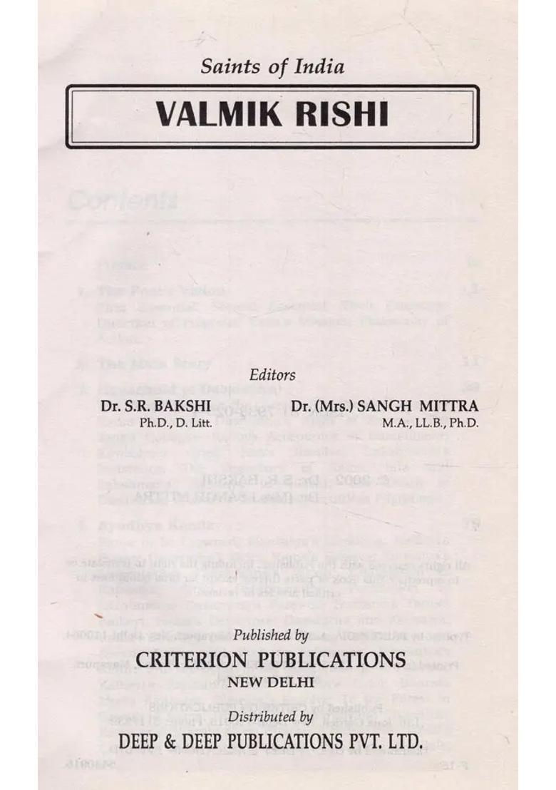 Valmik Rishi- Encyclopaedia Of Saints Of India Part-21 - Indya
