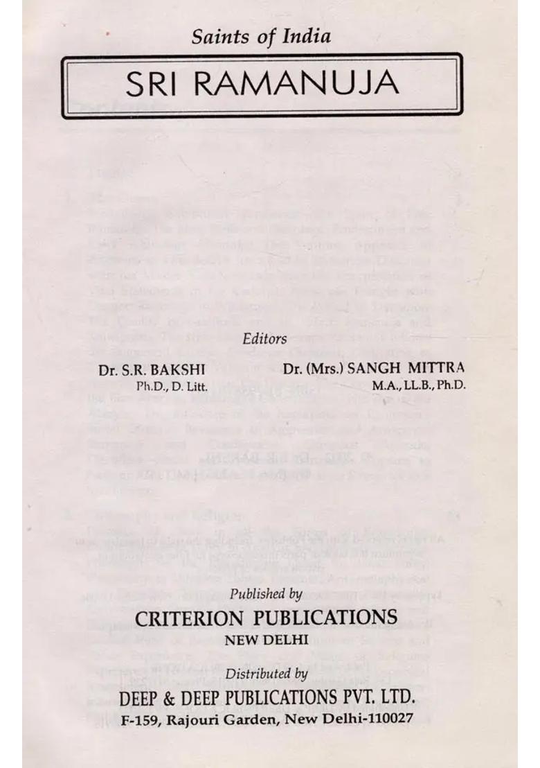 Sri Ramanuja- Encyclopaedia Of Saints Of India Part-14 - Indya