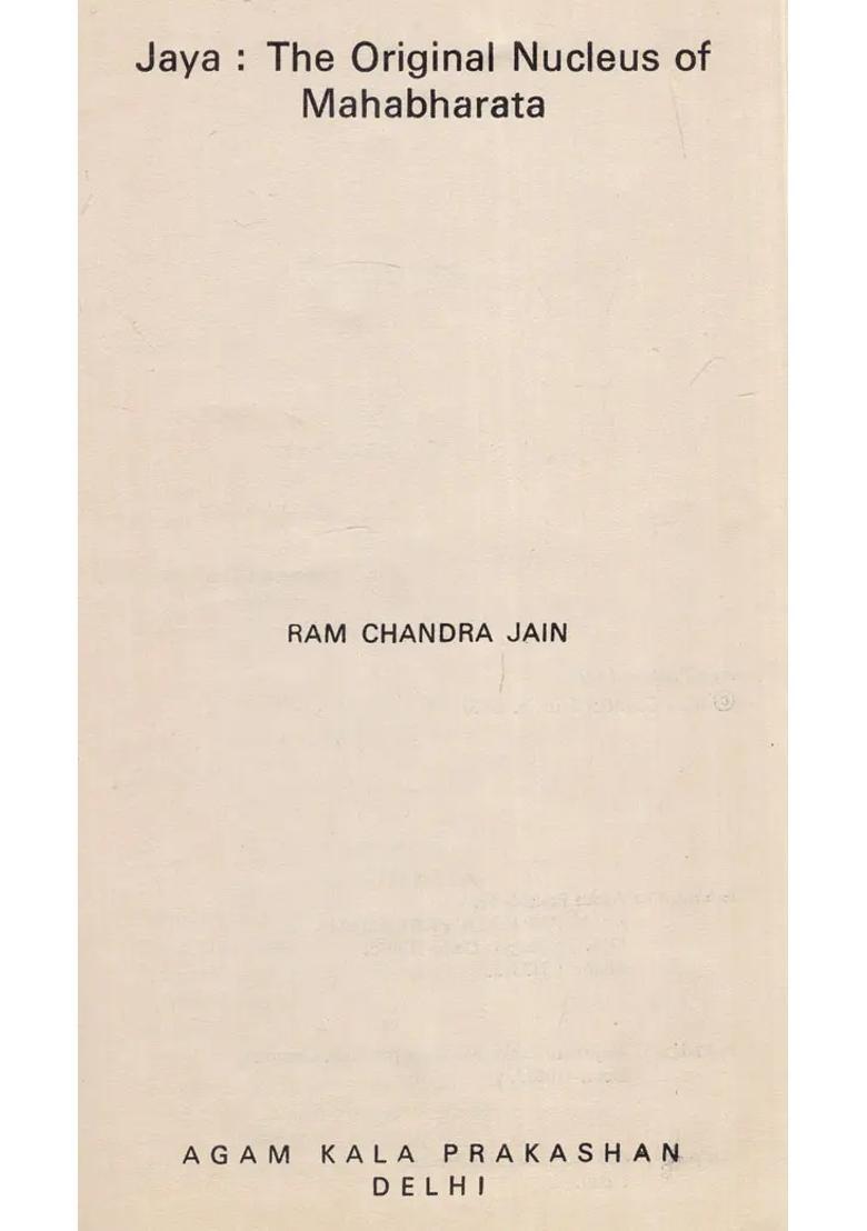 Jaya The Original Nucleus Of Mahabharata An Old And Rare Book - Indya