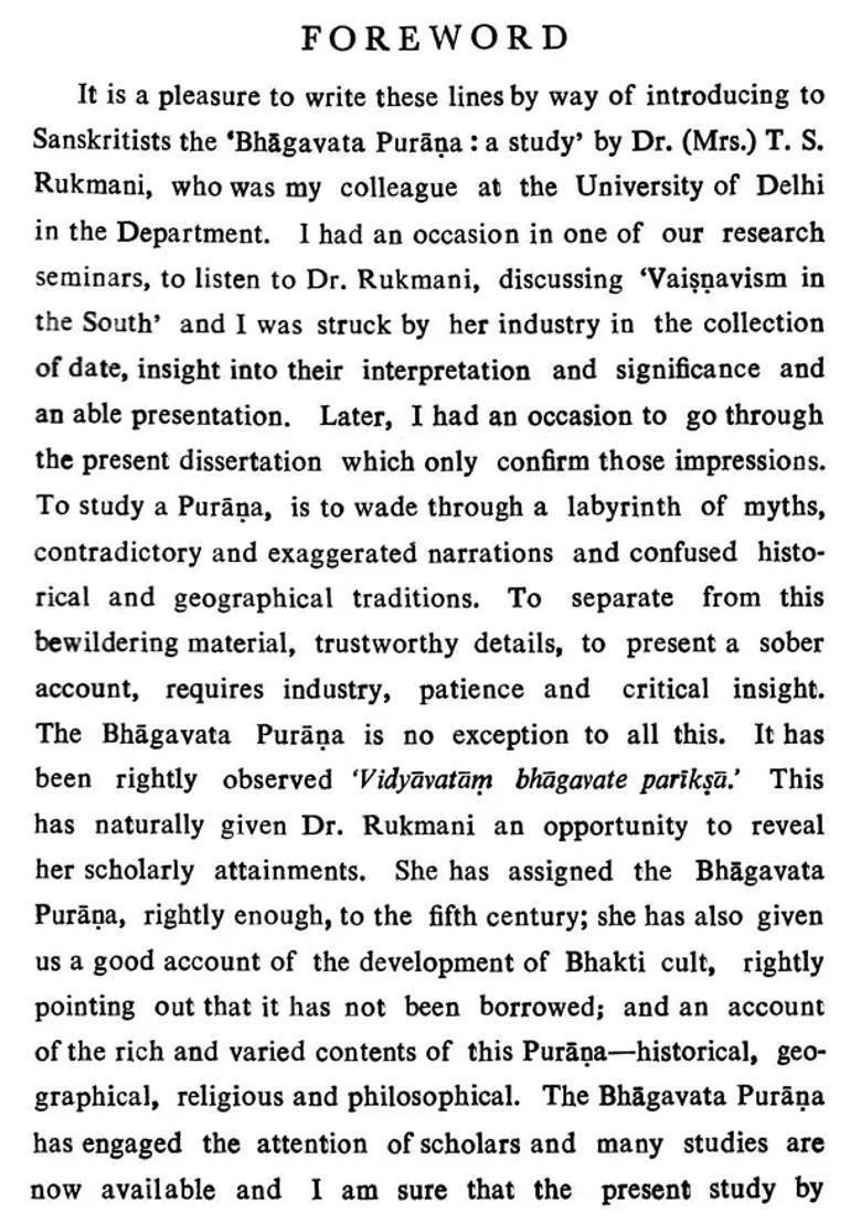 A Critical Study Of The Bhagavata Purana - With Special Reference To Bhakti An Old And Rare Book - Indya