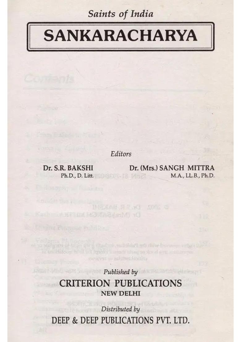 Sankaracharya- Encyclopaedia Of Saints Of India Part-18 - Indya