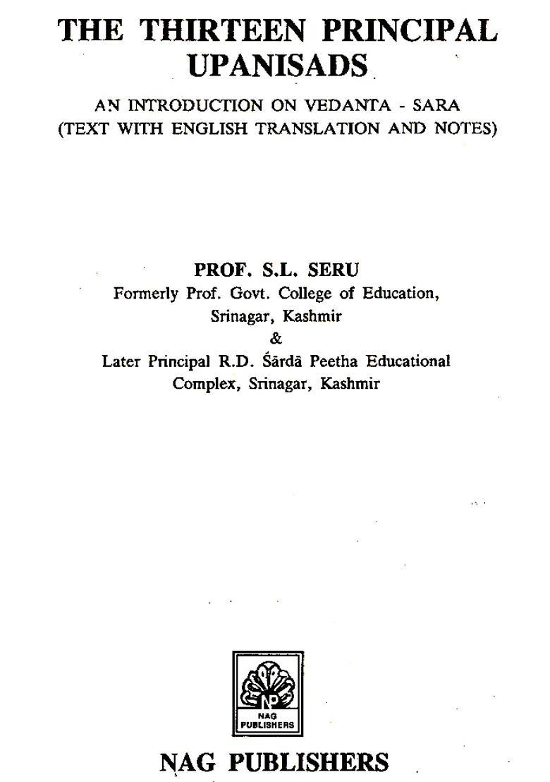 The Thirteen Principal Upanisads - Indya
