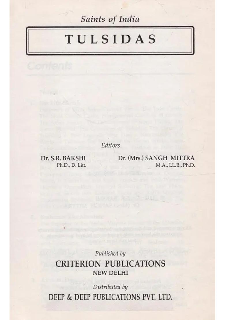 Tulsidas- Encyclopaedia Of Saints Of India Part-3 - Indya