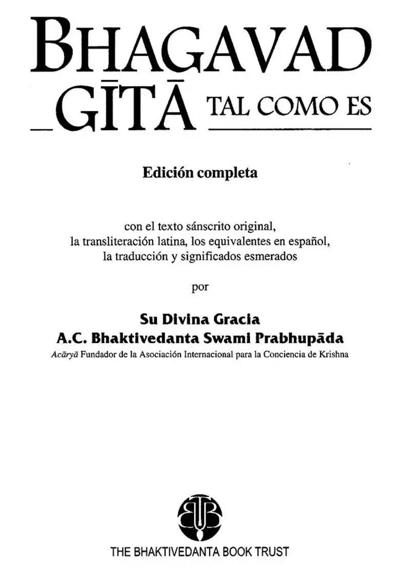 Bhagavad Gita Tal Como Es - Bhagavad Gita As It Is In Spanish - Indya
