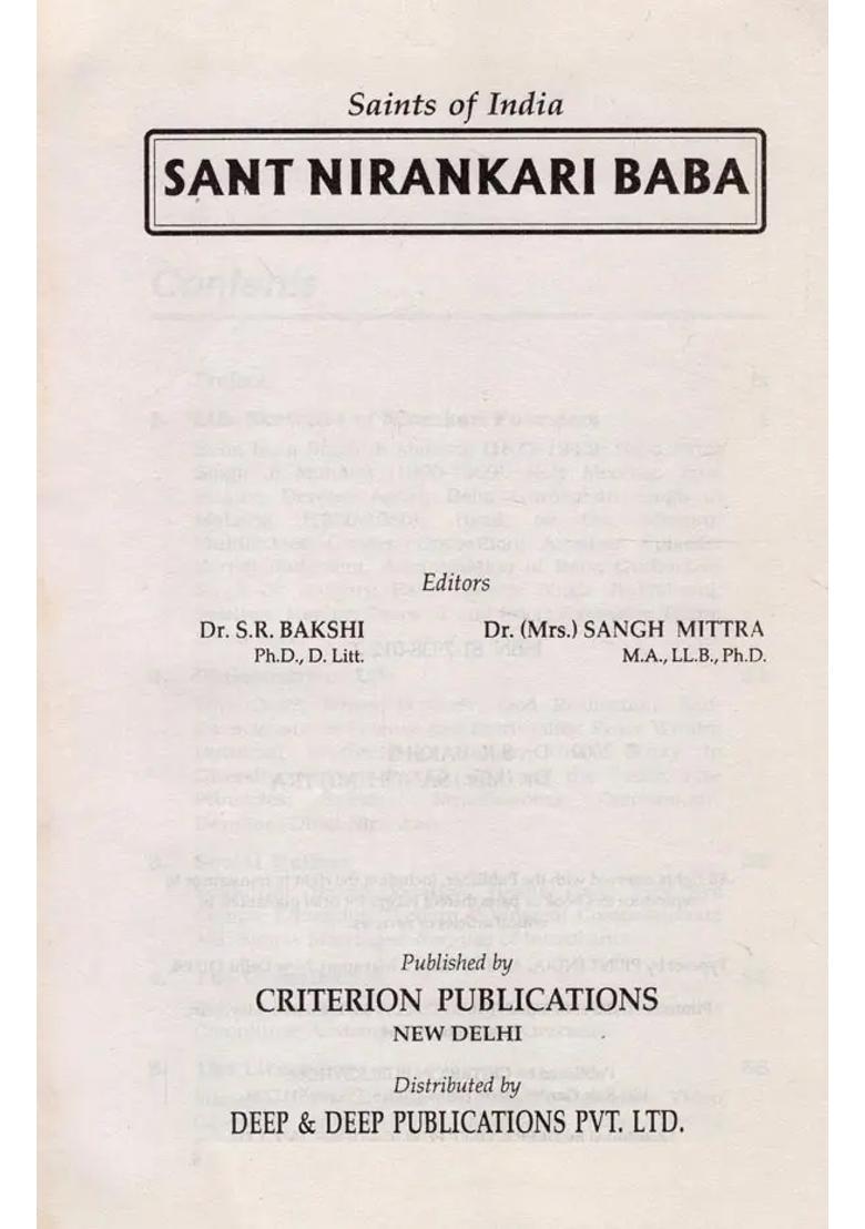 Sant Nirankari Baba- Encyclopaedia Of Saints Of India Part-10 - Indya
