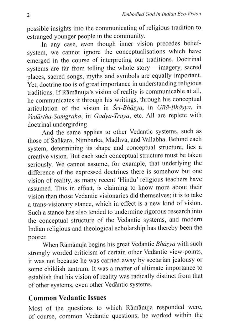 Embodied God In Indian Eco-Vision - Engaging With Sri Ramanuja