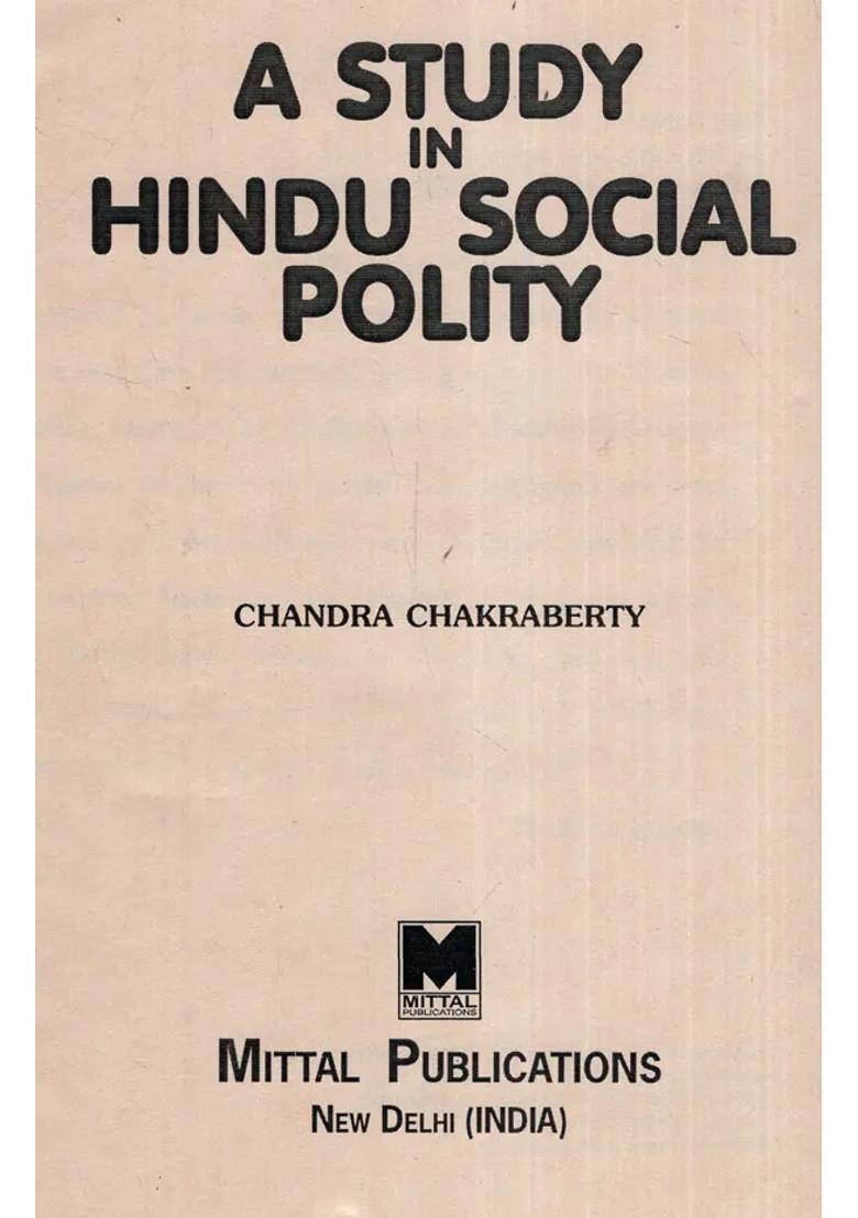 A Study In Hindu Social Polity - Indya