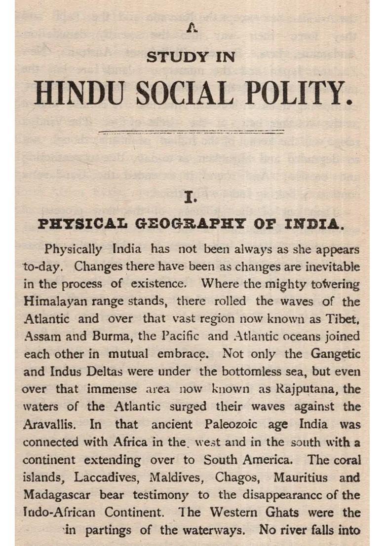 A Study In Hindu Social Polity - Indya