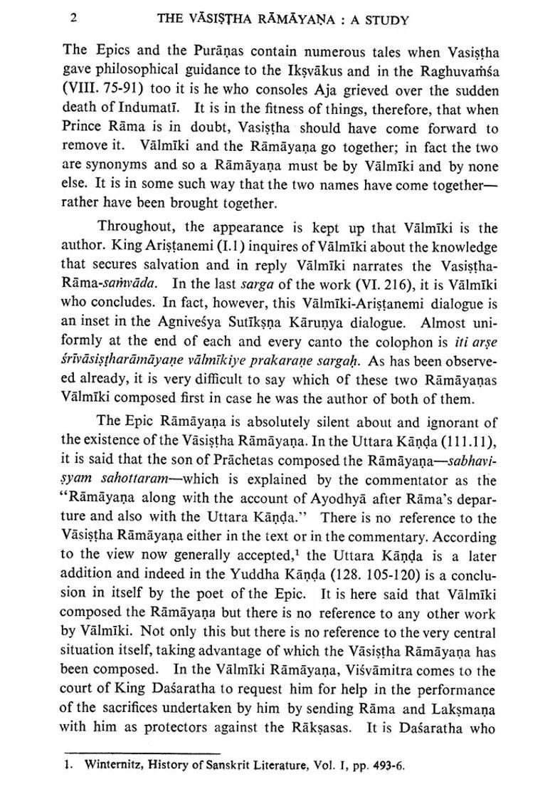 The Vasistha Ramayana A Study An Old And Rare Book - Indya